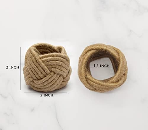 COTTON CRAFT Jute Napkin Ring - 12 Pack Handmade Nautical Knot Napkin Rings