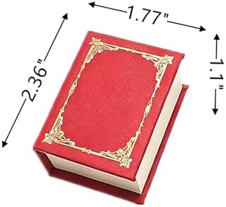 Book Shaped Ring Box - Vintage Engagement Ring Box with Hinged Lid for Proposal Engagement Wedding, Proposal Ring Case-PRB012-Red