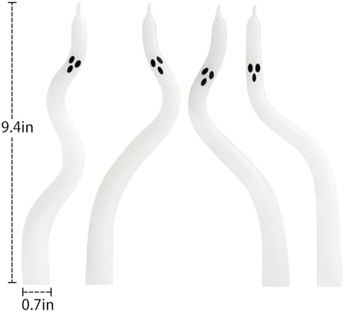 Halloween Decorations Indoor - 4 Pack Cute Ghost Taper Candles