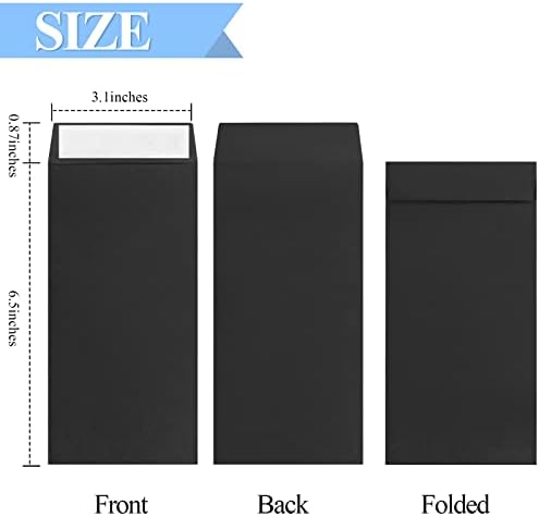 BONUS++ Envelope Set - 120 Envelopes for Cash, Checks, & Tickets; 80GSM, 3.2x6.6 inch Black Envelopes - Perfect for Cash Challenge Savers (Pack of 2)