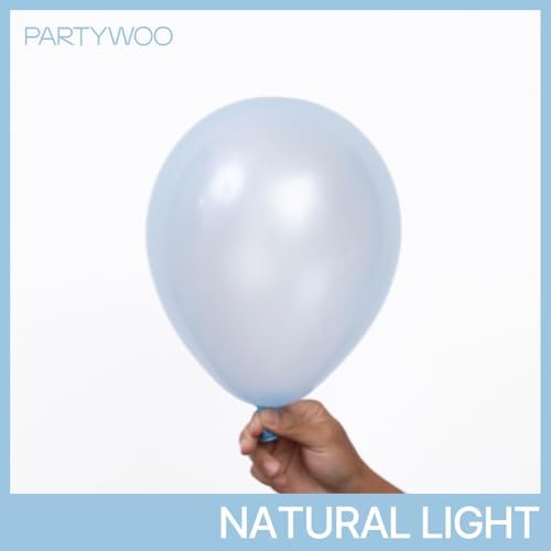 PartyWoo Pearl Light Blue Balloons 140pcs Baby Pastel Blue Different Sizes