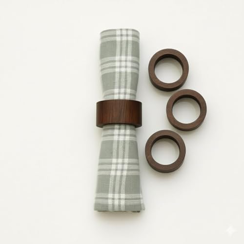 Handmade Wooden Napkin Ring Made by Artisan Beautifully Crafted and Designed in India (Set of 12, Natural Jalai)