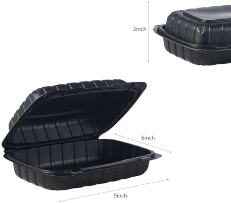 Jaluxing 9X6 1-Compartment 50-Pack Plastic Clamshell Containers Food To Go Box Heavy Duty Disposable Hinged With Secure Snap Lid (Formerly FULING)