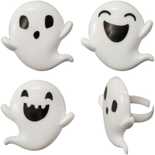 Ghost Halloween Cupcake Decoration Toppers | 24 Pack Party Cake Rings