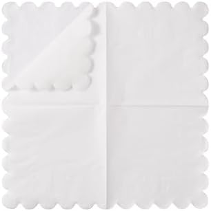 100 Pack Cocktail Napkin 2-Ply Scalloped Edged White Napkins 5 x 5IN