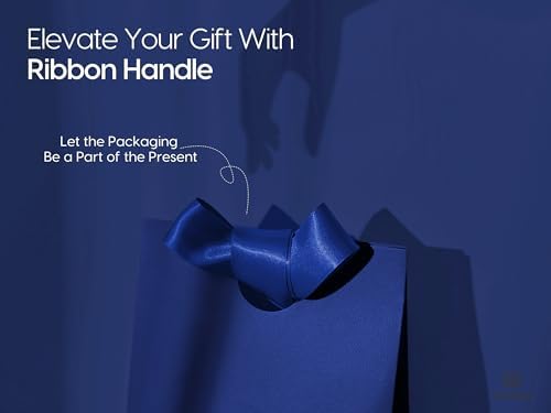 Vitalizart Paper Gift Bags With Ribbon Handles Small Blue Bulk Pack