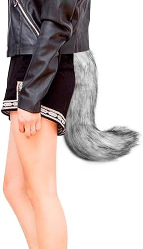 Adolala Faux Fur Fox Tail Cat Wolf Set Plush Mask Fluffy Paw Gloves Halloween Christmas Party for Women