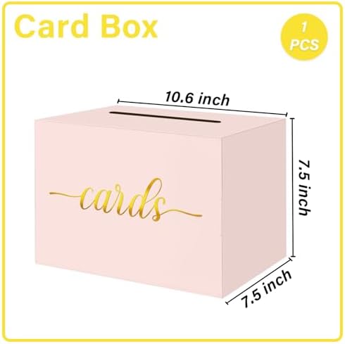 Blush Pink and Gold Foil Card Box for Party, 1 Pack