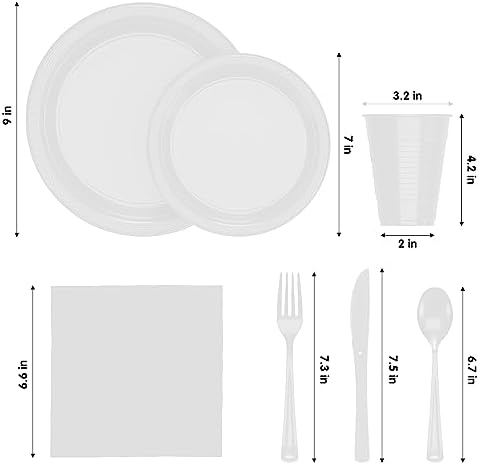 Exquisite 182 Pcs White Plates and Napkins Party Supplies Plate Sets