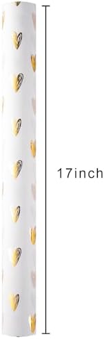 MAYPLUSS Foil Hearts Wrapping Paper Roll - 17 Inch X 33 Feet - Luxury Metallic Golden Heart Design Holiday Gift Wrap Present Paper for Valentine’s Day, Birthdays, Wedding, Anniversaries