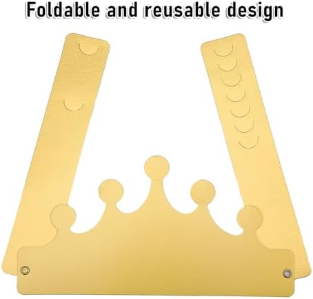 Gold Paper Crowns, 20 Pcs Golden King Crown Paper Crowns for Adults Foldable Party Crown Hat for Birthday Celebration Photo Props Wedding Anniversary (Matte Finish)