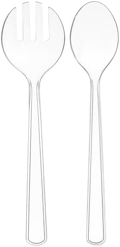 Set of 12 Heavy Duty Disposable Plastic Serving Utensils! 10” Spoons & Forks and 6-1/2” Tongs