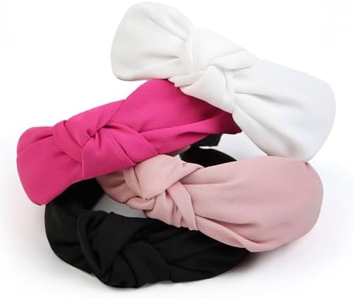 Huachi Pink Headbands for Women Girls Valentine‘s Day Head bands Non Slip Cute Knotted Headbands Fashion Womens Headband Wide Top Knot Hairband for Women‘s Hair Pink Girls Hair Accessories for Women