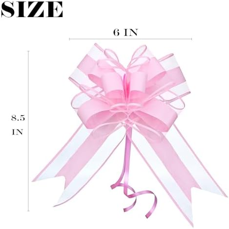 WEWILUCK Large Pink Pull Bows for Gift Wrapping, 8 Inch, 10 Pack, Baskets