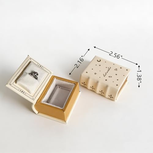 Book Shaped Ring Box - Vintage Engagement Ring Box with Hinged Lid for Proposal Engagement Wedding, Proposal Ring Case -PRB026-Begie