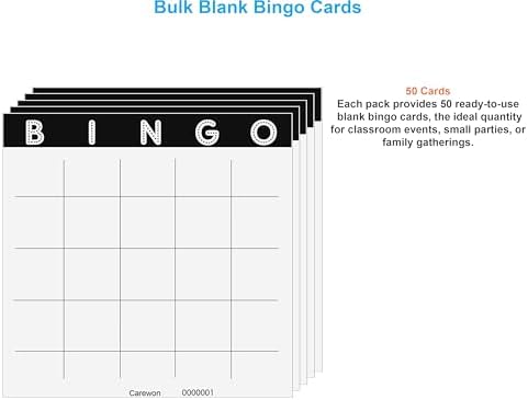 50 Blank Bingo Cards, 9 x 9 Inch, Paper Bingo Sheets