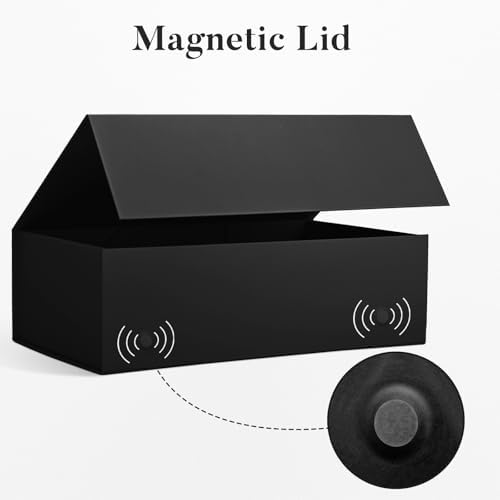 LIFELUM Black Magnetic Gift Box for Birthday Presents, 14"x8.5"x4.5"