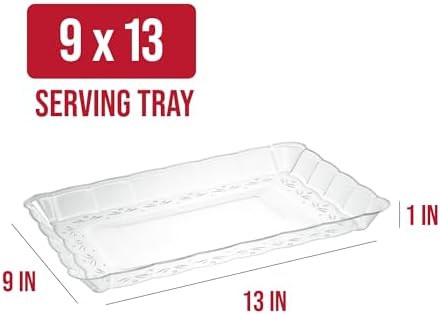 Plasticpro Plastic Serving Trays - Serving Platters Rectangle 9X13 Disposable Party Dish Includes 4 Trays
