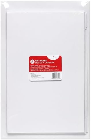 American Greetings White Gift Boxes with Lids for Presents, Assorted Sizes (3 Medium Shirt Boxes, 2 Large Robe Boxes) for Christmas, Birthdays, Baby Showers, Weddings, Graduation, or Any Occasion