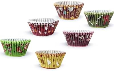 qiqee Christmas Cupcake Liners Muffin Liners for Graduation 300-Count 6 Original Design Christmas Gingerbread Man No Smell, Food Grade Baking Cups Paper(Small Size)