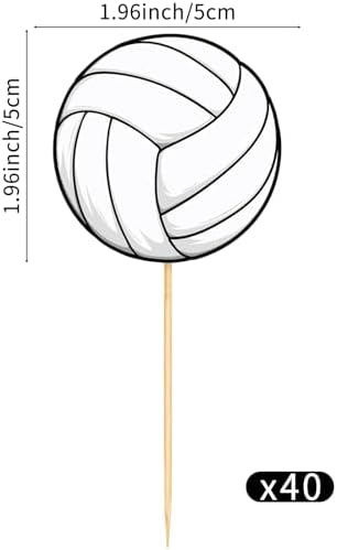 Hooqict 40Pcs Volleyball Cupcake Toppers Sport Ball Birthday Cake Topper Decorations Cupcake Picks for Kids Girls Boys Volleyball Themed Baby Shower Birthday Party Decorations Supplies