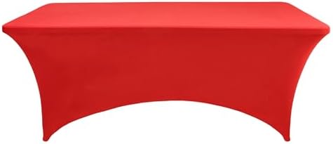 2-Pack 6ft Red Spandex Table Covers for Rectangle Standard Folding Tables - Wrinkle Resistant Stretch Tablecloths - Ultimate Fitted Table Protector for Parties, Trade Shows, Banquet