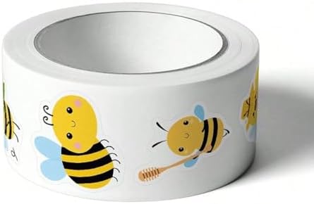500PCS Cute Bee Stickers Roll Waterproof Vinyl Cartoon Decals Adhesive Honeybee Stickers for Kids Party Scrapbooking Gift Bags Envelopes Crafts Teens Adults Water Bottle Notebook Luggage Phone Case