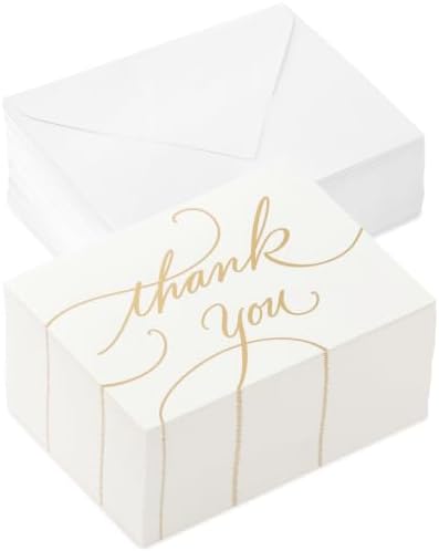 Hallmark Bulk Thank You Cards with Envelopes, 100-Pack (Gold Foil Script)
