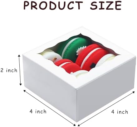 XINHPKGG 40 Pcs Cookie Boxes 4x4x2 Inch Bakery Boxes with Window Treat box