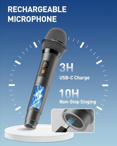 Karaoke Machine, 3 Wireless Rechargeable Microphones, 200W Speaker