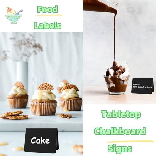 20PCS Mini Chalkboard Signs for Food, Reusable and Reserved Table Signs, Food Labels for Party Buffet, Easy to Write and Wipe Out, Catering Supplies Buffet Display, Place Cards