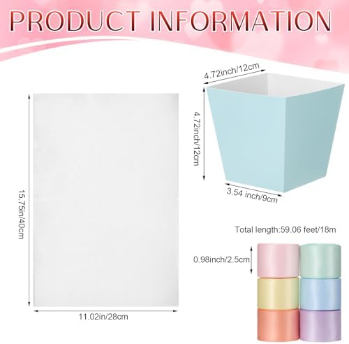 Pajean 24 Sets Pastel Party Favor Treat Boxes with Cellophane Bags & Ribbon