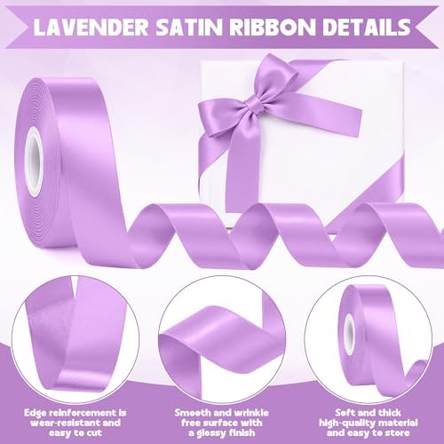 30Yards 1In Lavender Satin Ribbon for Flower Bouquet Wedding Easter Crafts