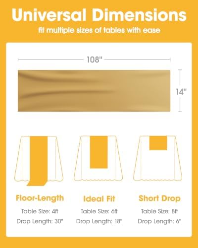 Niuara Gold Plastic Table Runner Party Decorations, Disposable, 4 Pack