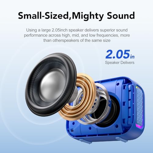 dbsono Portable Bluetooth Speaker Line-in Support: IPX5 Waterproof, Blue