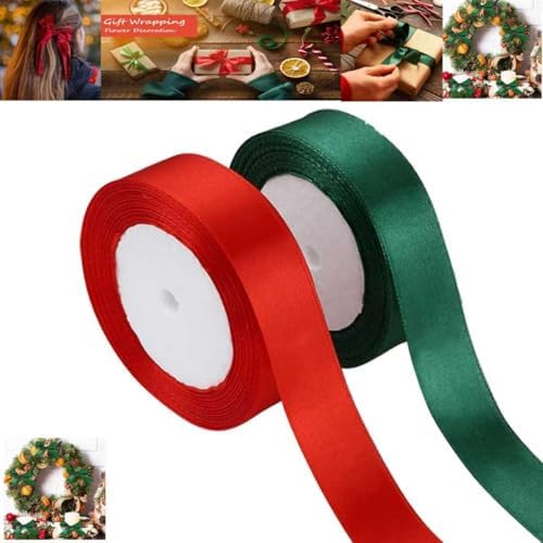 Christmas Ribbon, 0.8 inches x 25 Yards, Christmas Gift Wrapping