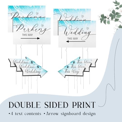 Wenqik 10 Pcs Beach Wedding This Way Directional Parking Signs Outdoor