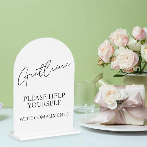 Gentlemen Wedding Bathroom Basket Sign Wedding Engagement Bridal Shower Ceremony Reception Event Party Bathroom Basket Acrylic Decor 5"x7"