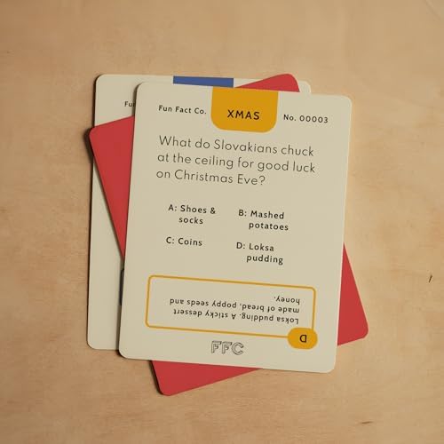 Christmas Trivia Cards: Holiday Fun Facts, Family Game Night Essential, 100 Funny & Witty Trivia Question Cards, Educational Activity for Kids & Adults