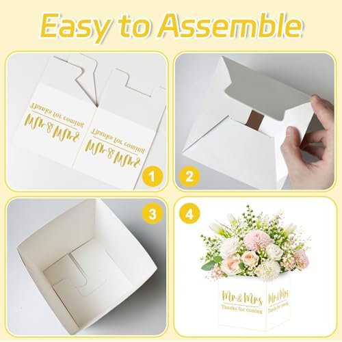 Cinrobiye 24 Pcs Wedding Centerpieces for Tables, Mr & Mrs Centerpiece Boxes for Wedding Reception Decorations, Bridal Shower, Engagement Party, Baby Shower, Wedding Favor and Table Decor