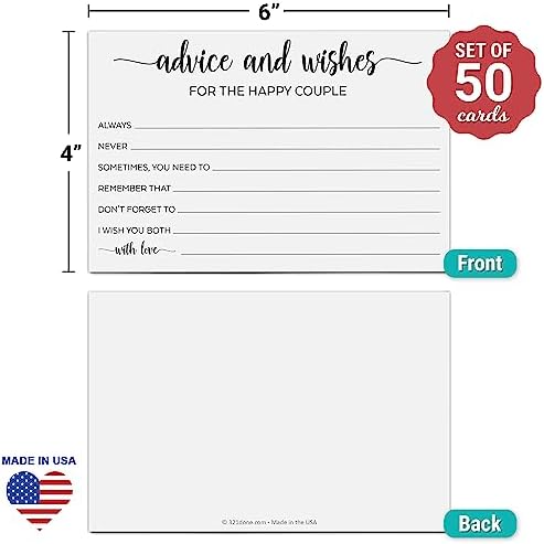 321Done Happy Couple Advice and Wishes Cards, 4x6, Set of 50, White