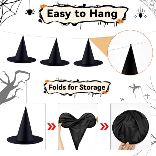 ZeeDix 8 PCS Halloween Hanging Witch Hats for Indoor Floating Decorations