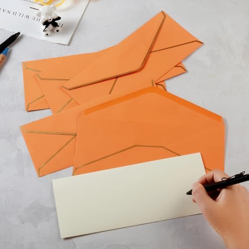30 Pack 0 Business Envelopes with Stickers, Thick Paper, Dark Orange