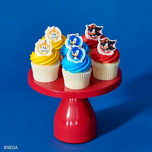Sonic the Hedgehog Cupcake Decoration Toppers | 24 Pack Party Cake Rings