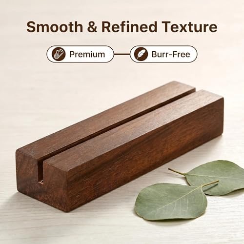 Worown 12 Pack Brown Wood Place Card Holder, Table Number Holders, Wooden Table Name Card Holders for Wedding, Banquet, Ceremony Party Events, Home Decoration (4.1 X 1.2 X 0.6 Inch)
