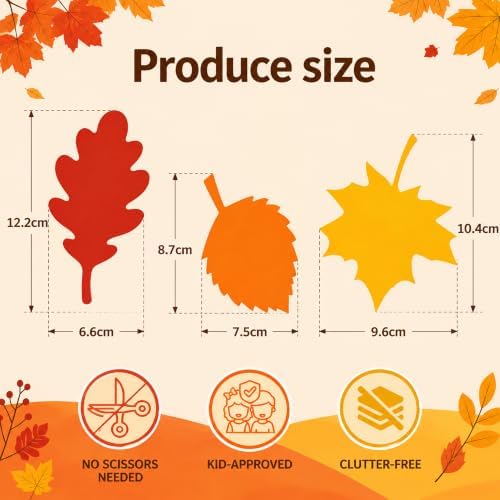 Thanksgiving Crafts for Kids - 300 PCS Fall Leaves Cutouts Pre-Cut Set