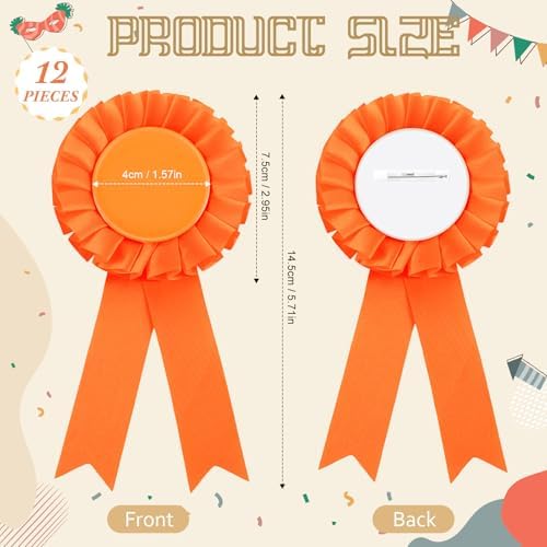 Hanaive 60 Pcs Blank Award Ribbons, Rosettes for 1st 2nd 3rd Place, Orange