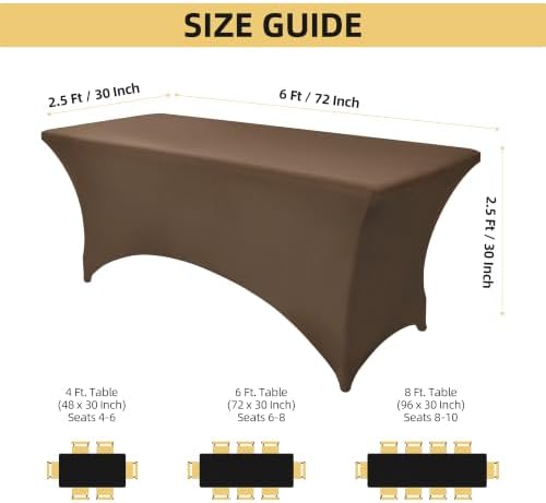 2-Pack 4ft Spandex Table Covers for Rectangular Folding Tables - Wrinkle Resistant Stretch Tight Table Cloths - Ultimate Fitted Table Protector for Parties, Banquet, and Wedding