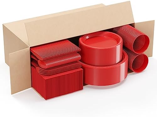 Exquisite 350 Pcs Red Plates and Napkins Party Supplies Plate Sets
