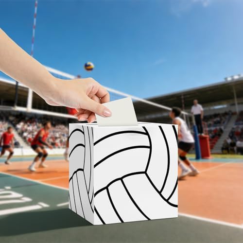 Volleyball Card Box Sports Party Favors Post Box Cardboard Receiving Money Holder for Volleyball Theme Wedding Reception, Baby Showers, Anniversary, Birthday Party, Table Centerpiece Decorations